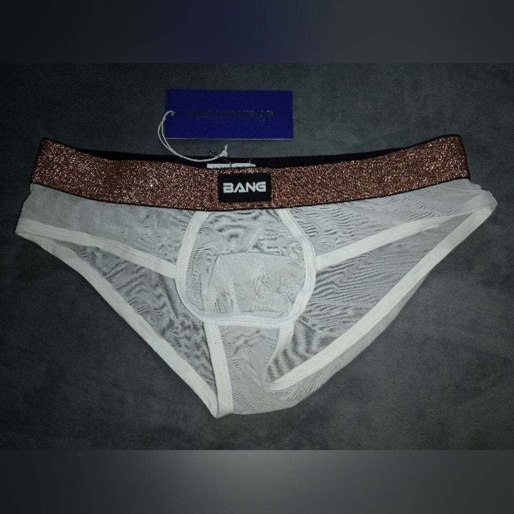New Sheer White & Gold Briefs